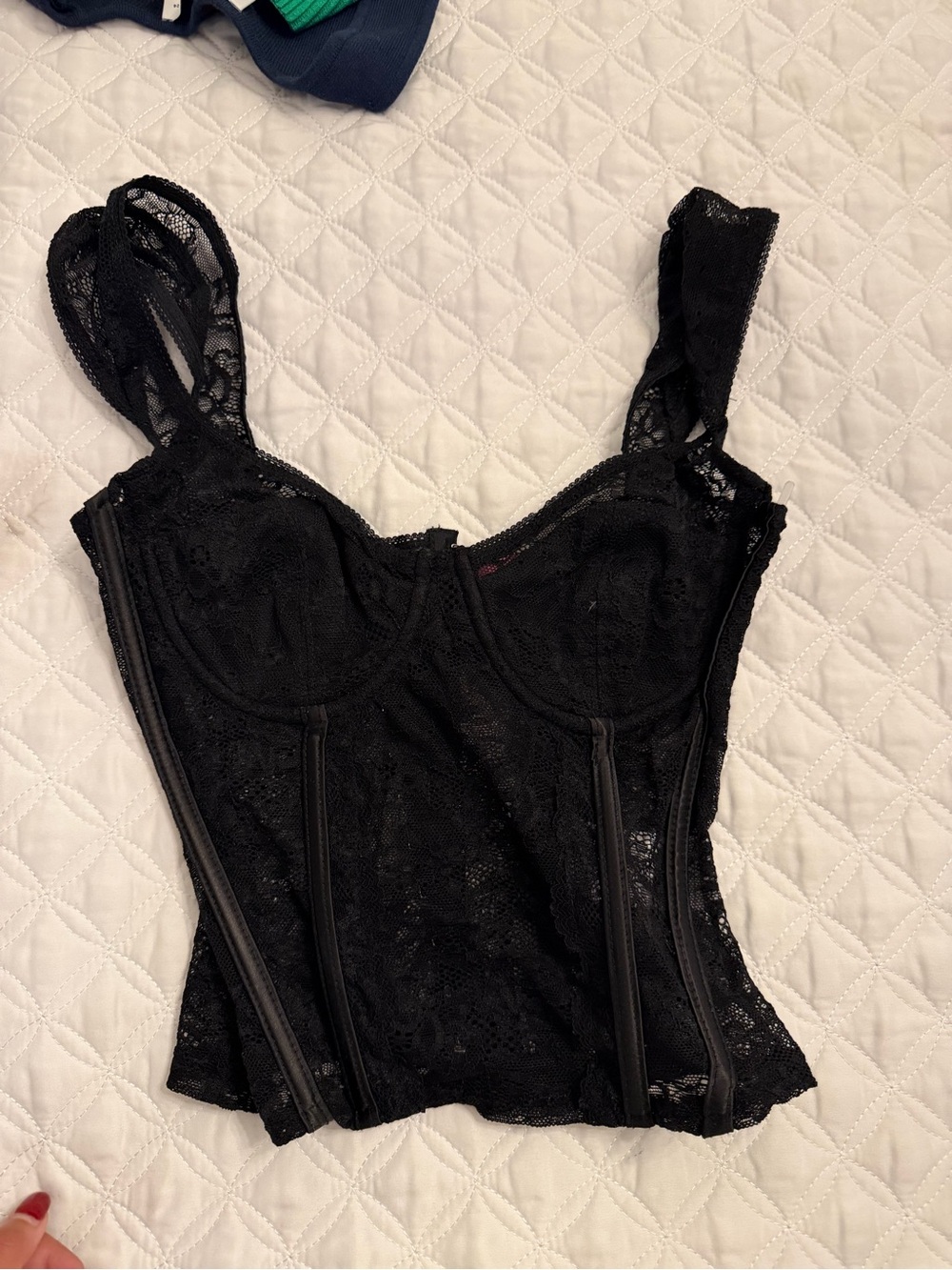 Edikted Black Lace Corset Bustier Top